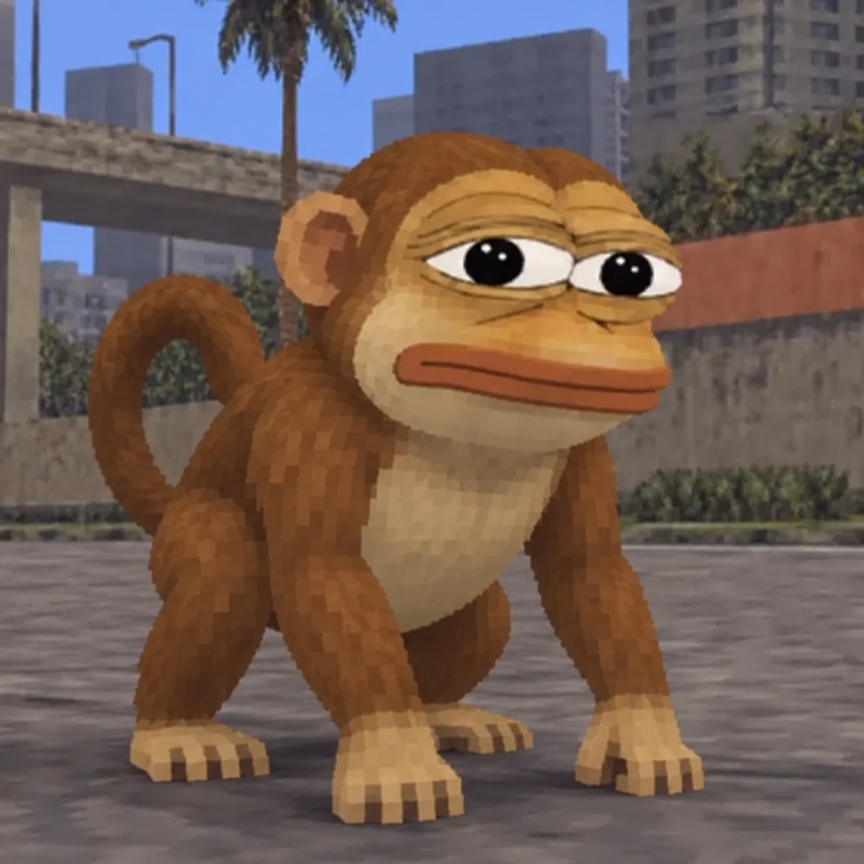 The original Ape Pepe hanging out on the pavement